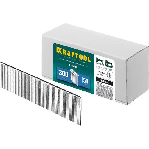 KRAFTOOL гвозди тип 300 (47/J/ F), 50 мм, калибр 18GA. 5000 шт (31785-50)