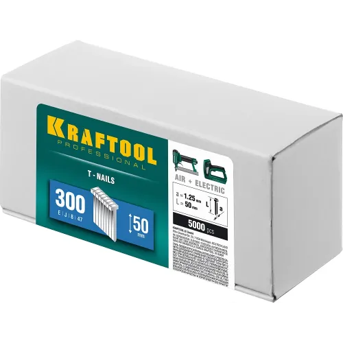 KRAFTOOL гвозди тип 300 (47/J/ F), 50 мм, калибр 18GA. 5000 шт (31785-50)