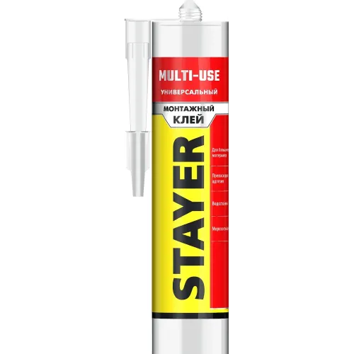 STAYER MULTI USE, 280 мл, белый, универсальный монтажный клей, Professional (41321)