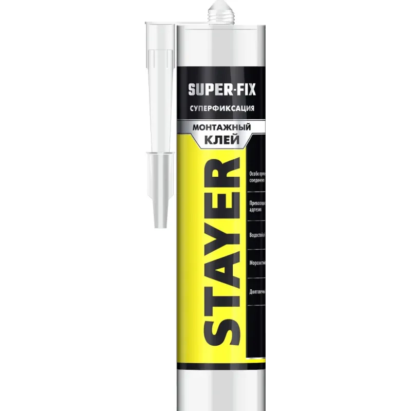 STAYER SUPER FIX, 280 мл, белый, суперсильный монтажный клей, Professional (41323)
