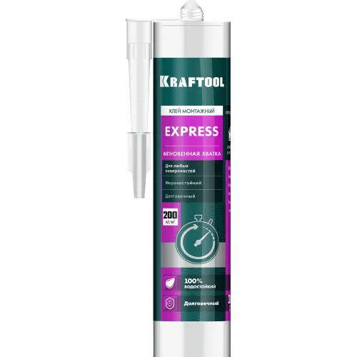 KRAFTOOL EXPRESS, 310мл прозрачный, монтажный клей экспресс хватка (41347)