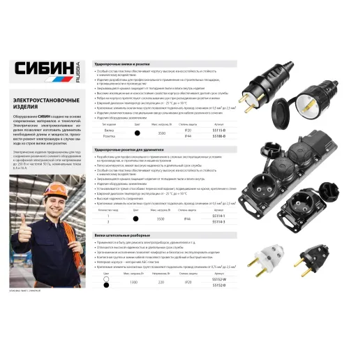 СИБИН 16А/220 В, IP44, розетка с крышкой (55186-B)