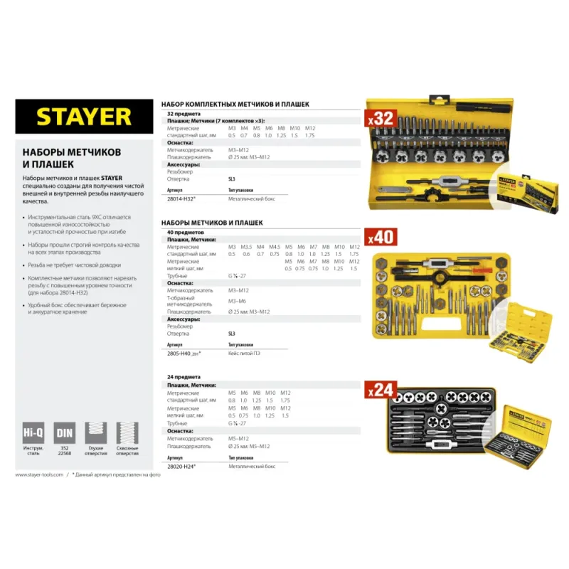 STAYER MaXCut, 24 предмета, легированная сталь, набор метчиков и плашек (28020-H24)
