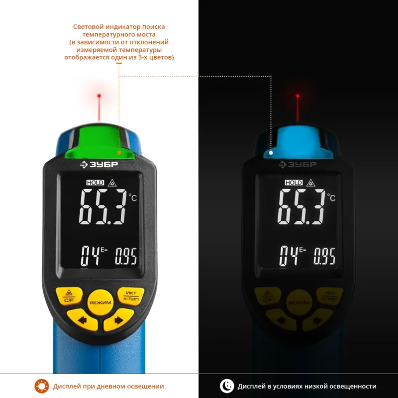 ЗУБР ТермПро-700, -30° +650°С, инфракрасный пирометр, Профессионал (45721-650)