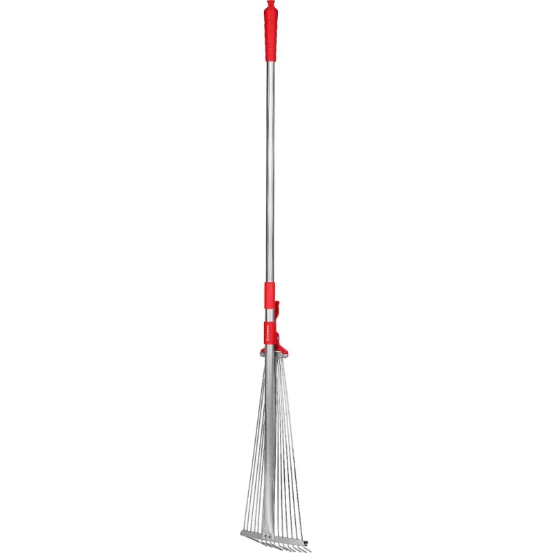 GRINDA GХ-30, длина 1240 мм, ширина 170 - 450 мм, стальные проволочные, алюминиевый черенок, регулируемые веерные грабли (8-421867)