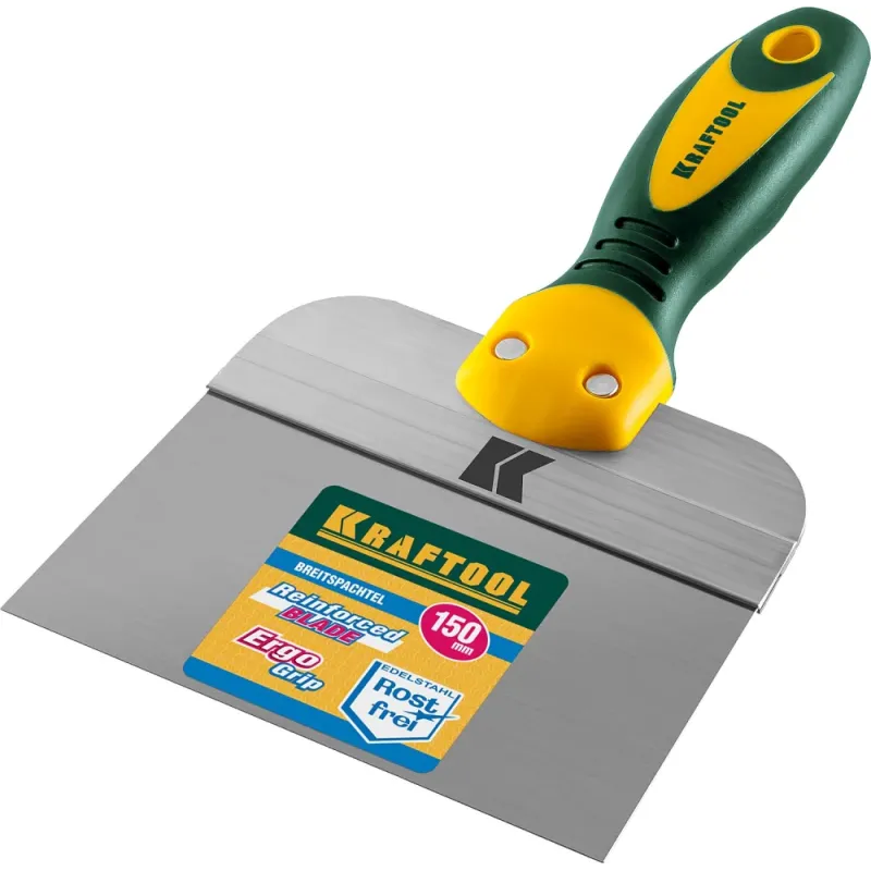 KRAFTOOL 150 мм, высокое полотно, алюминиевая направляющая, двухкомпонентная ручка, нержавеющий фасадный шпатель (10036-150)
