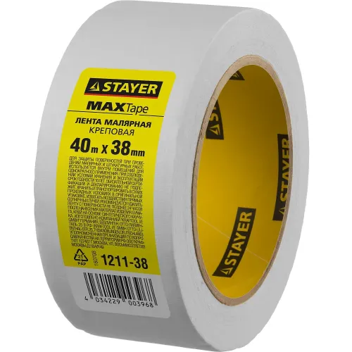 STAYER MAXTape 38 мм х 40 м, креповая, малярная лента, MASTER (1211-38)