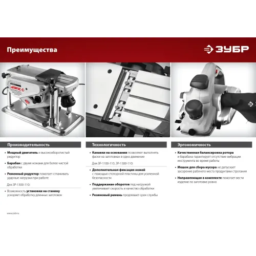 ЗУБР 750 Вт, 82 мм, электрический рубанок (электрорубанок) (ЗР-750-82)