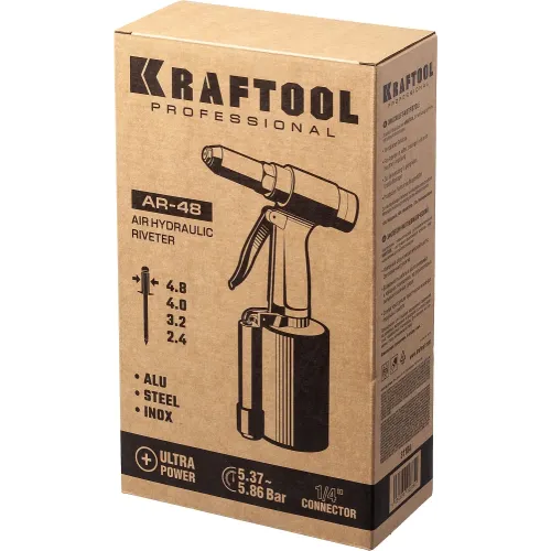 KRAFTOOL AR-48, 2.4 - 4.8 мм, пневматический заклепочник для вытяжных заклепок (31184)