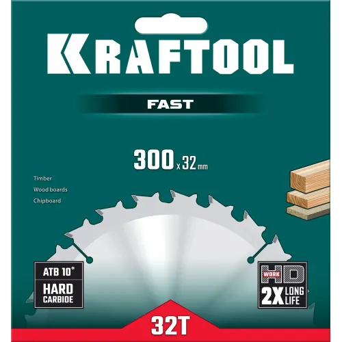 KRAFTOOL Fast, 300 х 32 мм, 32Т, пильный диск по дереву (36950-300-32)