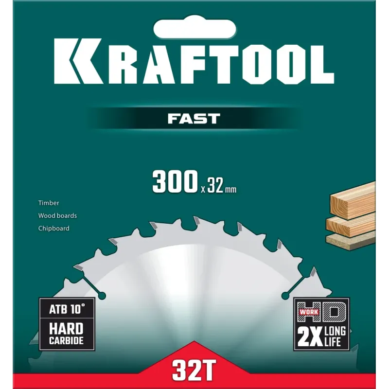 KRAFTOOL Fast, 300 х 32 мм, 32Т, пильный диск по дереву (36950-300-32)
