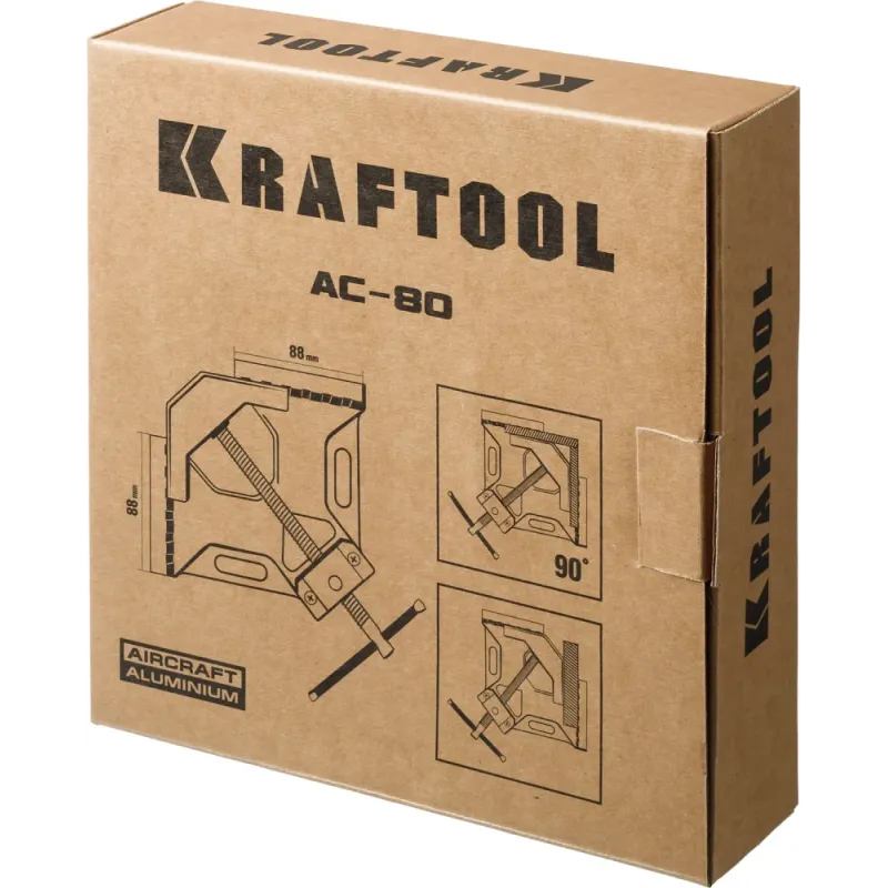 KRAFTOOL AC-80, глубина зажима 70 мм, мощная алюминиевая угловая струбцина (32202)