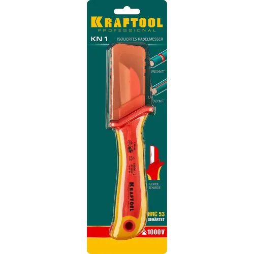 KRAFTOOL KN-1, 1000 В, прямой, диэлектрический нож электрика (45401)