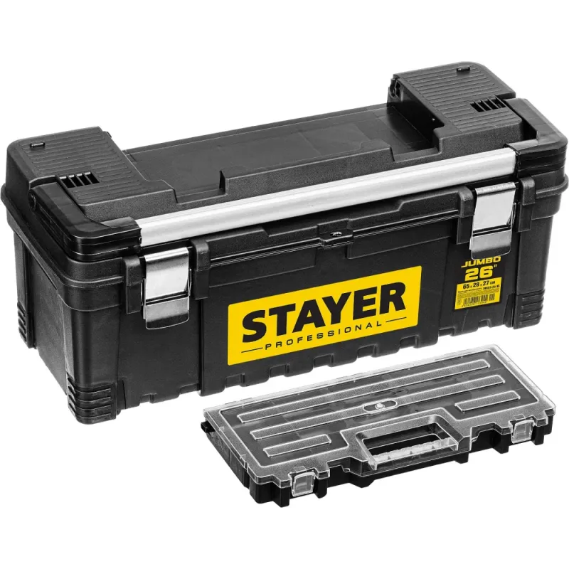 STAYER JUMBO-26, 650 x 280 x 270 мм, (26″), пластиковый ящик для инструментов, Professional (38003-26)