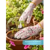GRINDA COMFORT, M (8), садовые перчатки с прозрачным полиуретановым покрытием, розовые, 13 класс (11291-M)