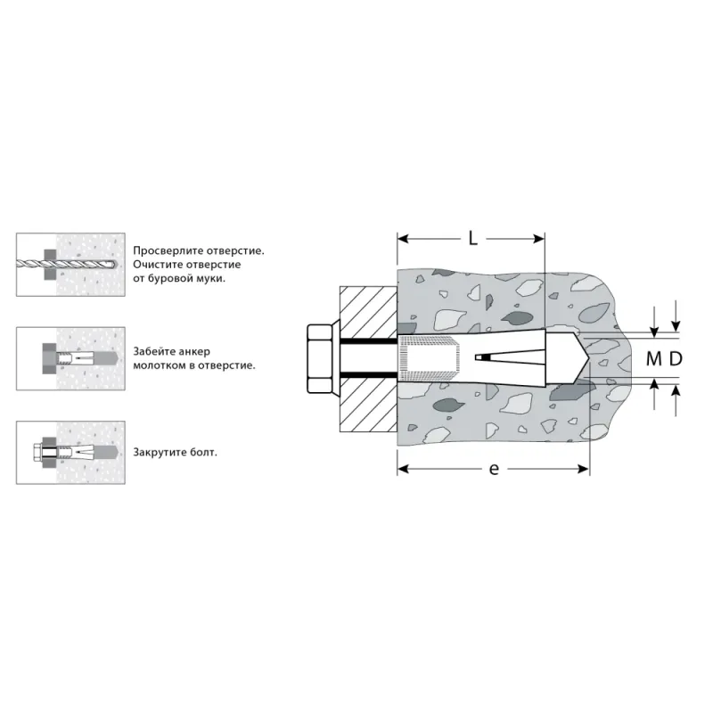 ЗУБР 16 х 65 мм, 25 шт, забивной анкер (4-302055-16-065)