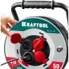 KRAFTOOL HEAVY DUTY 4.0, КГ 3х2.5 50м 4000Вт IP44, силовой удлинитель на стальной катушке (55086-50)