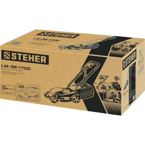 STEHER 1700 Вт, ш/с 38 cм, сетевая газонокосилка (LM-38-1700)