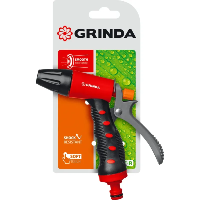 GRINDA T-R, плавная регулировка, курок сзади, пластиковый с TPR, поливочный пистолет (8-427186)