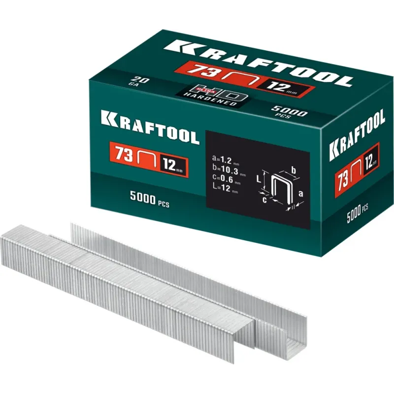KRAFTOOL скобы тип 73, 12 мм, калибр 20GA. 5000 шт (31773-12)