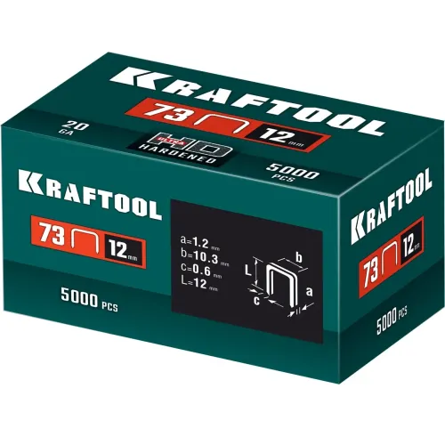 KRAFTOOL скобы тип 73, 12 мм, калибр 20GA. 5000 шт (31773-12)