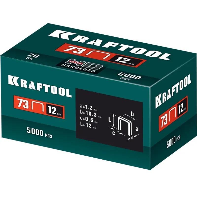KRAFTOOL скобы тип 73, 12 мм, калибр 20GA. 5000 шт (31773-12)