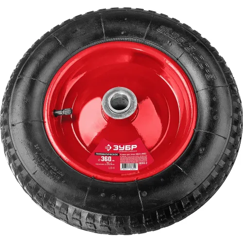 ЗУБР КП-2, 3.25″ х 360 мм, для тачек (арт. 39950 39952), стальной диск, подшипник - 25,4 мм, пневматическое колесо (39955-2)