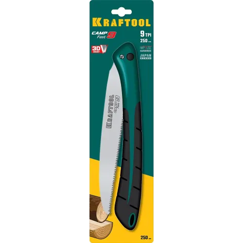 KRAFTOOL Camp Fast 9, 250 мм, ножовка для быстрого реза сырой древесины (15218)