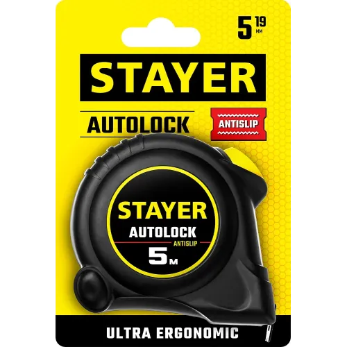 STAYER AutoLock, 5 м х 19 мм, рулетка с автостопом (2-34126-05-19)