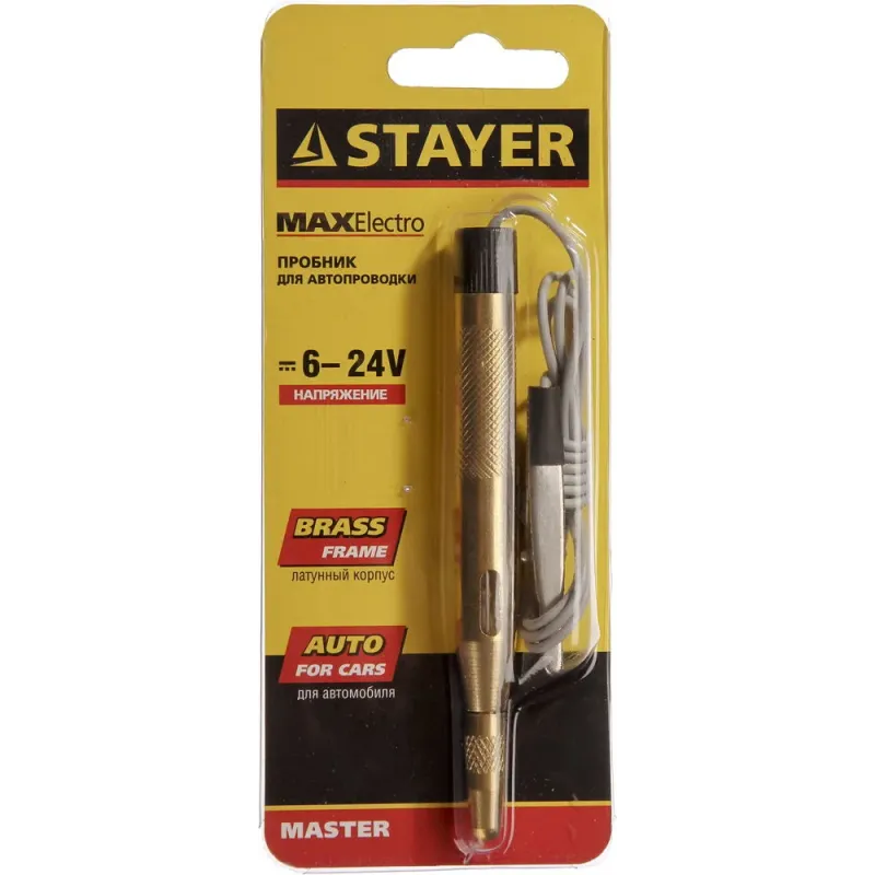 STAYER MAXElectro, 6 - 24 В, 110 мм, электрический пробник для автопроводки (2574)