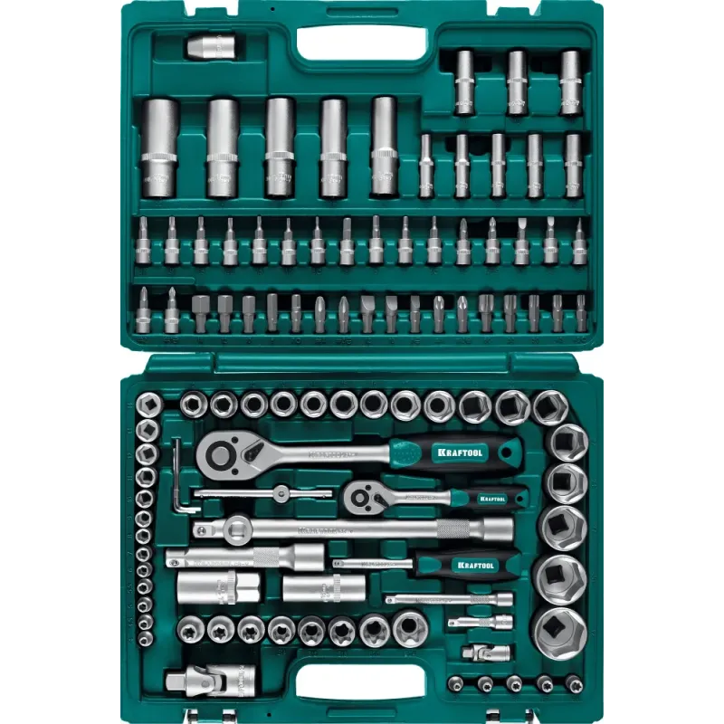 KRAFTOOL X-Drive 108, 108 предм., (1/2″+3/8″+1/4″), универсальный набор инструмента (27888-H108)