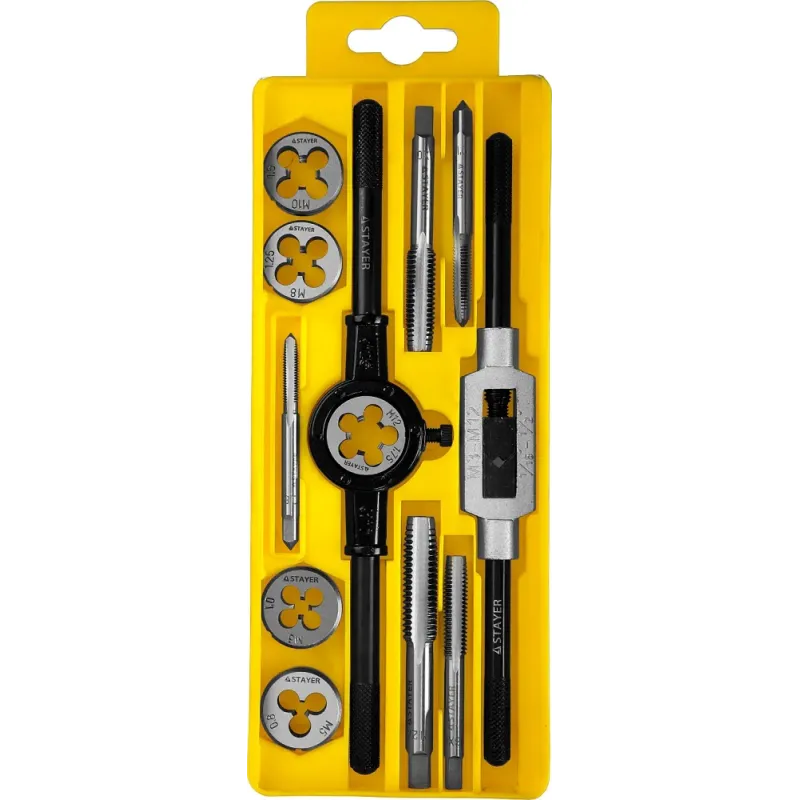 STAYER MaXCut, 12 предмета, набор метчиков и плашек (28012-H12)