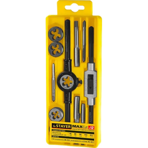 STAYER MaXCut, 12 предмета, набор метчиков и плашек (28012-H12)