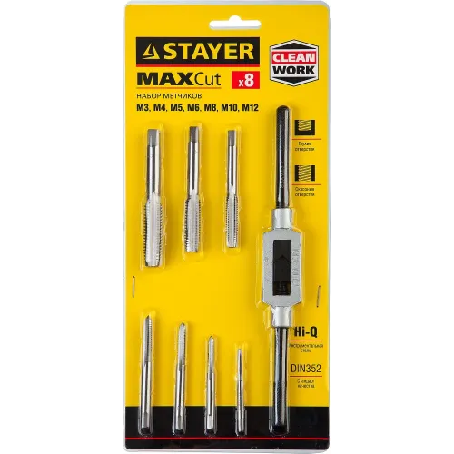 STAYER MaXCut, 8 предметов, инструментальная сталь, набор метчиков (28016-H8)