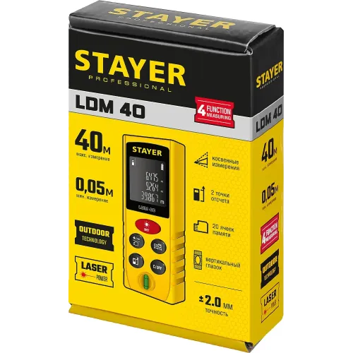 STAYER 40 м, лазерный дальномер, Professional (34956)