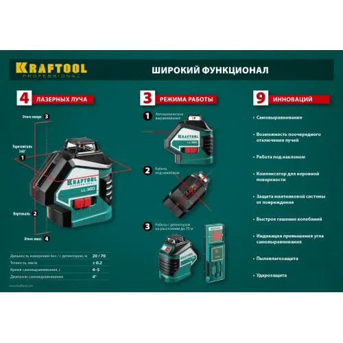 KRAFTOOL LL360 #2, лазерный нивелир (34645-2)