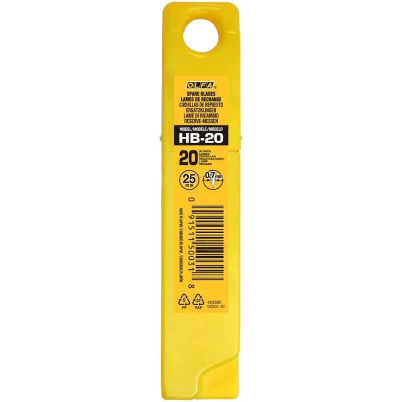 OLFA 25 мм, 20 шт, в пластиковом кейсе, сегментированные лезвия (OL-HB-20)