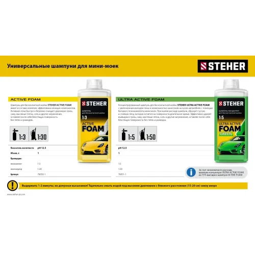 STEHER ACTIVE FOAM, 1 л, шампунь для минимоек универсальный (76050-1)