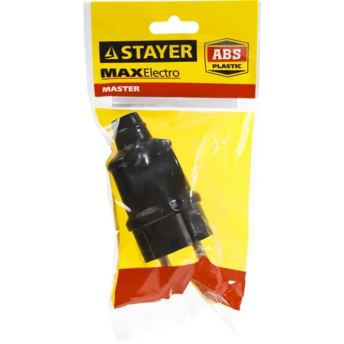 STAYER MAXElectro, черная, 16 А/220 В, 1300 Вт, прямая вилка (55160-B)