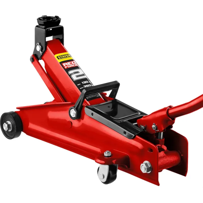 STAYER R-28 RED FORCE, 2 т, 130 - 350 мм, подкатной домкрат для легковых а/м, Professional (43153-2)
