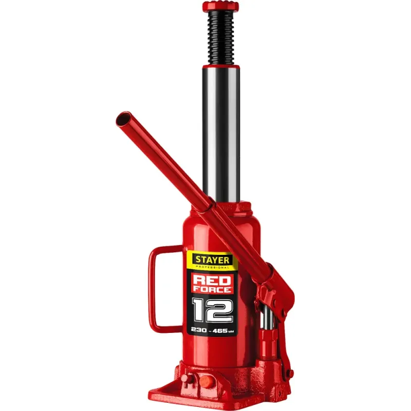STAYER RED FORCE, 12 т, 230 - 465 мм, бутылочный гидравлический домкрат, Professional (43160-12)