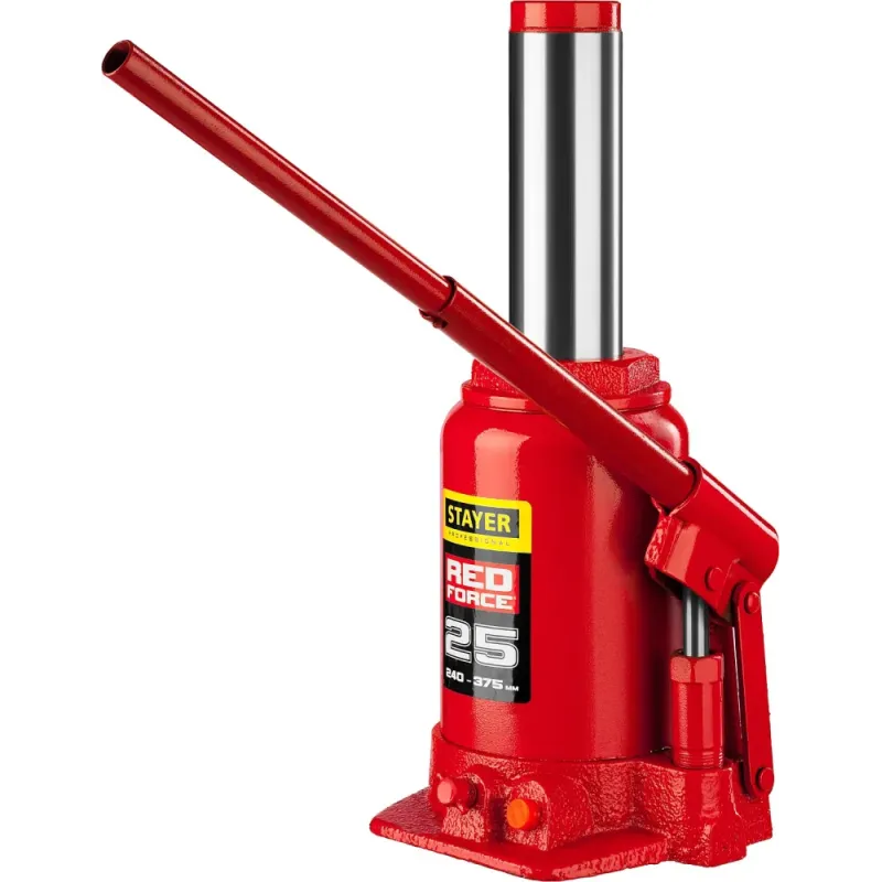 STAYER RED FORCE, 25 т, 240 - 375 мм, бутылочный гидравлический домкрат, Professional (43160-25)