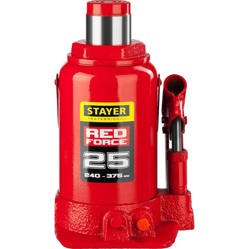 STAYER RED FORCE, 25 т, 240 - 375 мм, бутылочный гидравлический домкрат, Professional (43160-25)