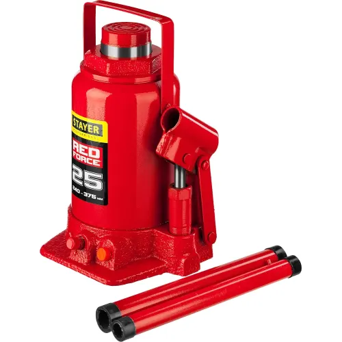 STAYER RED FORCE, 25 т, 240 - 375 мм, бутылочный гидравлический домкрат, Professional (43160-25)