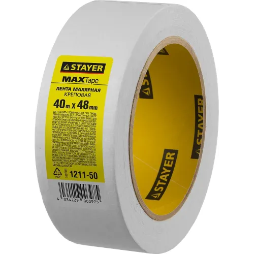 STAYER MAXTape 48 мм х 40 м, креповая, малярная лента, MASTER (1211-50)