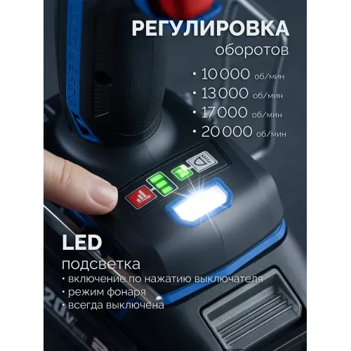 ЗУБР 20 В, d82 мм, без АКБ (LMS), редукторная мини-УШМ с доп. основанием, Профессионал (AB-80-700R)