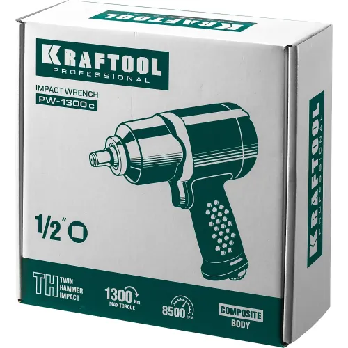 KRAFTOOL PW-1300c, 1/2″, 1300 Н·м, ударный пневматический гайковерт (64205)
