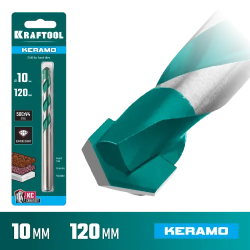KRAFTOOL Keramo, 10 х 120 мм, тв.сплав КС, сверло по керамограниту (29175-120-10)