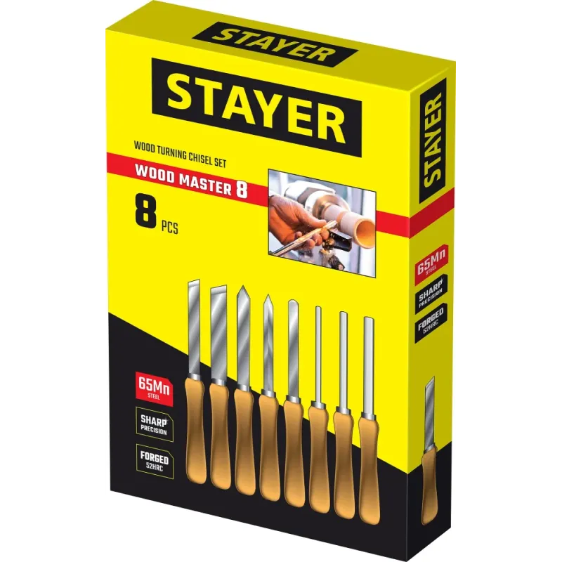 STAYER Wood Master, 8 предм., набор ручных резцов по дереву, Professional (1836)