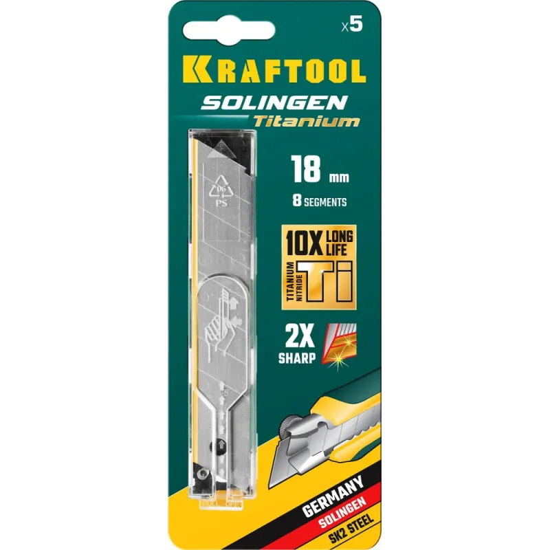 KRAFTOOL 18 мм, 5 шт, сегментированные лезвия (09605-TIN-18-S5)